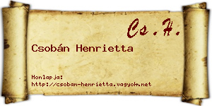 Csobán Henrietta névjegykártya